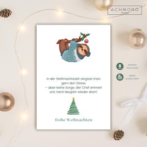 Download PDF: Christmas card colleagues humor Merry Christmas, work colleagues saying, funny, office, employee, postcard A6, folding card
