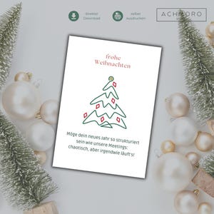 Download PDF: Christmas card colleagues humor Merry Christmas, work colleagues saying, funny, office, employee, postcard A6, folding card