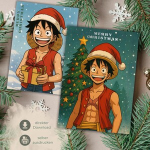 One Piece Anime Christmas Card - Etsy