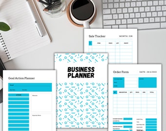 Printable Business planner, Blue business planner,  business planner, Business tracker, digital planner, small business planner digital