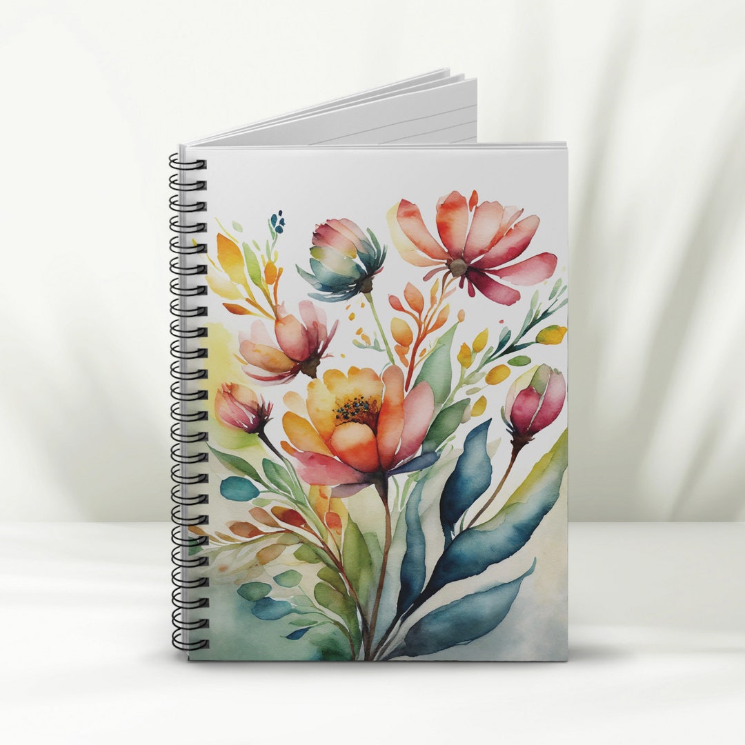 Artistic Watercolor Floral Spiral Notebook Inspirational 'blossoming ...