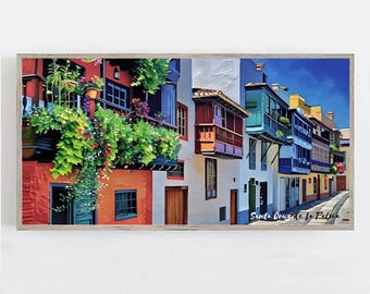 Immerse yourself in the beauty of the Canary Islands - Artistic balconies of Santa Cruz de La Palma - Digital painting