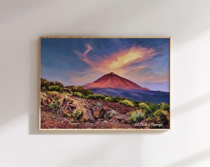 Featured listing image: El Teide Tenerife Sunset Wall Art Volcano Landscape Canary Islands Canvas