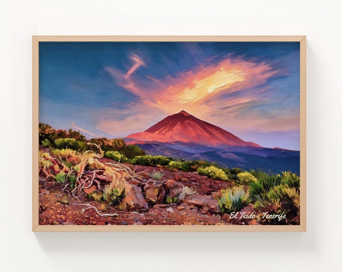 Featured listing image: El Teide Tenerife Sunset Wall Art Volcano Landscape Canary Islands Canvas