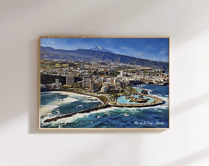 Featured listing image: Puerto de la Cruz Tenerife Wall Art Lago Martianez Coastal City Canvas