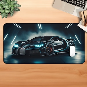 Bugatti Chiron Desk Mat Mousepad Luxury Hypercar Desk Mat Car Laptop Mat Video Gamer Video Game Accessories Car Lover Gift For Husband