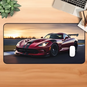 Dodge Viper Desk Mat Mousepad Sports Car Desk Mat Car Laptop Mat Video Gamer Video Game Accessories Car Lover Gift For Dad Gift For Husband