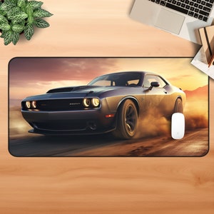 Car Gaming Mouse Pad Dodge Challenger Desk Mat Muscle Car Desk Mat Car Large Desk Pad Gaming Mouse Pad Aesthetic Desk Mat Gift for Gamers