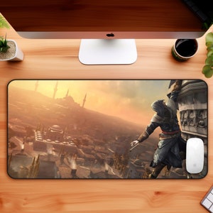 Unity assassin hanging on a tower cornice mouse pad gorgeous scene