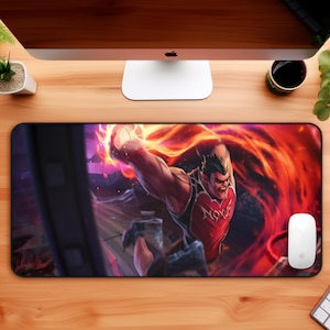 Dunkmaster Darius Desk Mat, LOL Mouse Pad, Gaming Accessories, Video Gamer Decor