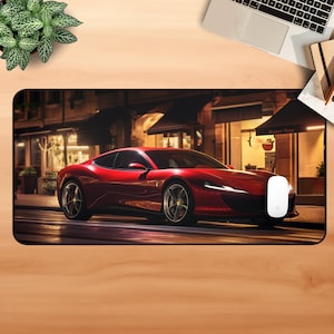 Aesthetic Car Gaming Mouse Pad Supercar Gaming Desk Mat Car Large Desk Pad Ferrari Mouse Pad Ferrari Roma Desk Mat Gift for Gamer
