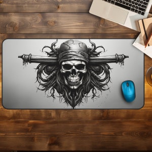 Schreibtischunterlage, Piraten Großes Mauspad, Junge Gaming Schreibtischunterlage, 3D Schreibtischunterlage, Geschenk für Ihn, Coole Schreibtischmatte, Piraten Skul Schreibtischmatte Mousepad, Schreibtischmatte