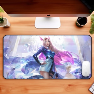 K/DA All Out Ahri Desk Mat, LOL Mouse Pad KDA All Out Ahri, Gaming Room Decor, Video Gamer Accessories