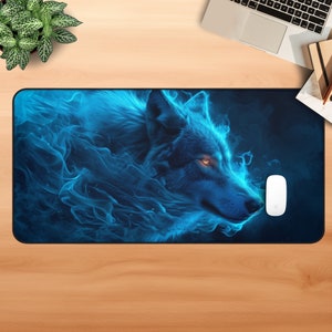 Video Game Desk Mat, Wolf Mouse Pad, Aesthetic Office Decor, Gamer Gift, Gaming Decor, Video Game Mousepad