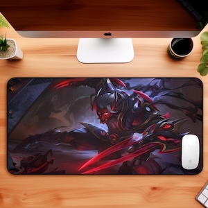 Blood Moon Zed Desk Mat, LOL Mouse Pad, Gaming Accessories, Video Gamer Decor