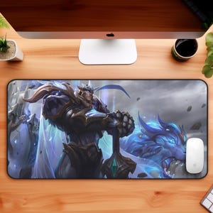 God King Garen Desk Mat, LOL Mouse Pad, Gaming Accessories, Video Gamer Room Decor