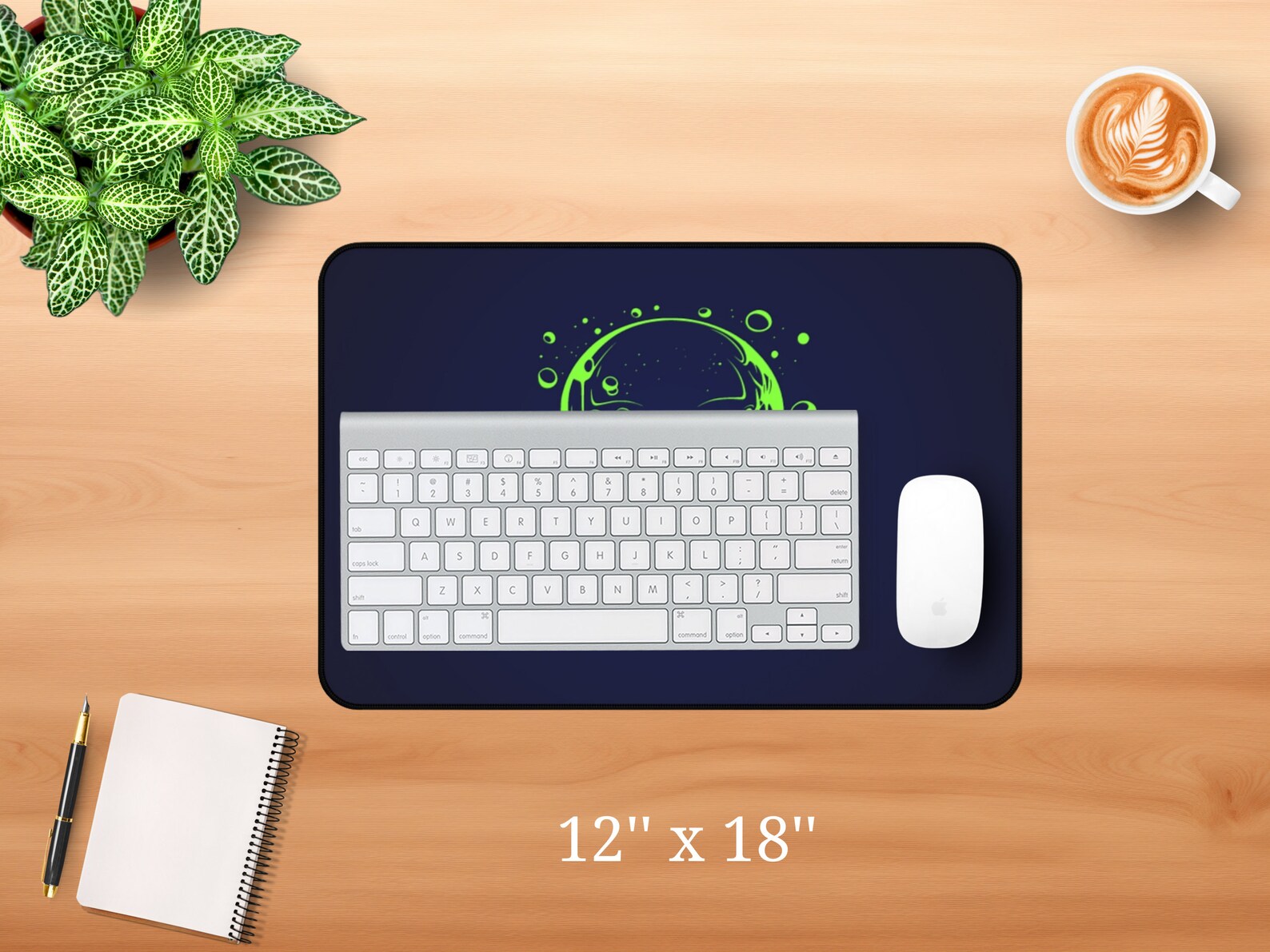 Green Skull Desk Mat, Simple Video Game Mouse Pad, Minimalist Gaming ...