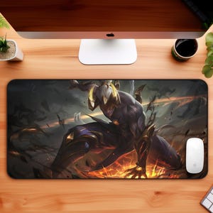 Prestige Nightbringer Lee Sin Desk Mat, LOL Mouse Pad, Gaming Accessories, Video Gamer Decor