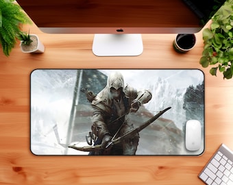 Bogenschütze Assassine in einer Winterlandschaft Mousepad amerikanische Flagge