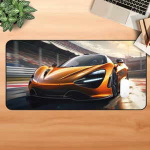 McLaren Desk Mat Aesthetic Sports Car Desk Mat McLaren Mousepad Car Desk Pad Gamer Mouse Pad Gaming Table Decor, Gift For Him, Car Lover