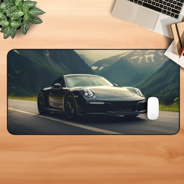 Aesthetic Sports Car Desk Mat Porsche 911 Mousepad Car Movie Noir Desk Pad Gamer Mouse Pad Gaming Table Decor, Gift For Him, Car Lover