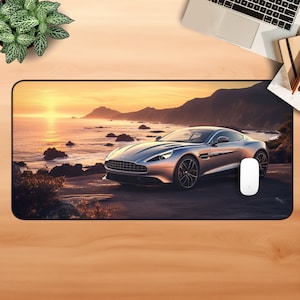 Aesthetic Sports Car Desk Mat Aston Martin Mousepad Car Desk Pad Landscape Gamer Mouse Pad Sunset Gaming Table Decor Gift For Him Car Lover