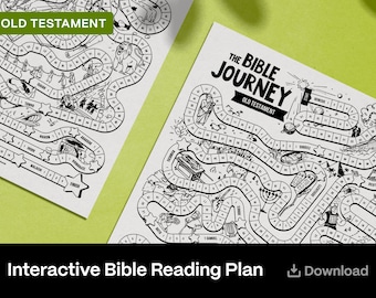 The Bible Journey - Old Testament. Interactive Coloring Bible Reading Plan. Printable. Format 11x17