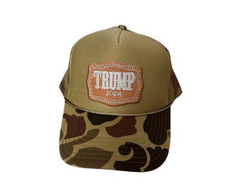 Trump 2024 Camo Trucker Foam Hat. light green Embroidered patch cap Western Camouflage Nashville Concert Hat Republican