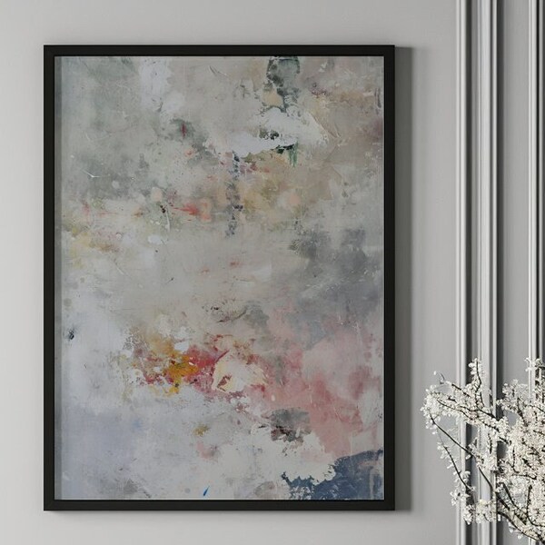 Vintage Oil Painting Digital Art, Soft Color, Minimalist Wall Decor, Gentle Hue Canvas, Peaceful Art, Contemporary Design, Soothing Visual