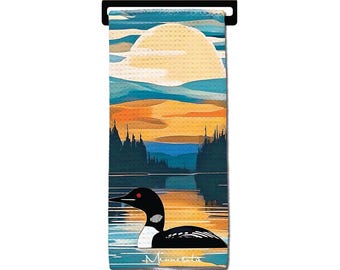 Minnesota Artsy Loon Cabin Northwoods Kitchen Towel