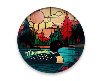 Minnesota Cozy Autumn Loon Fall Inspired Glass Cabochon Magnet