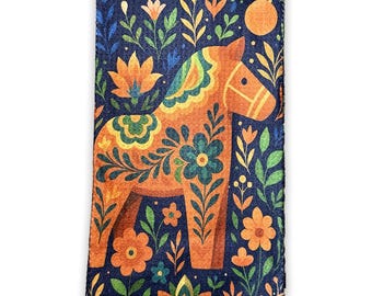 Scandinavian Inspired Cozy Dala Waffle Kitchen Towel 
