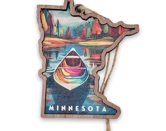 Minnesota Cozy Canoe Up North 3 Layer Wood Ornament