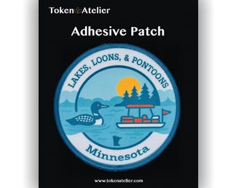 Minnesota Lakes Loons & Pontoons Iron On Patch