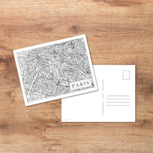 Carte postale Les rues de Paris imprimable - N&B