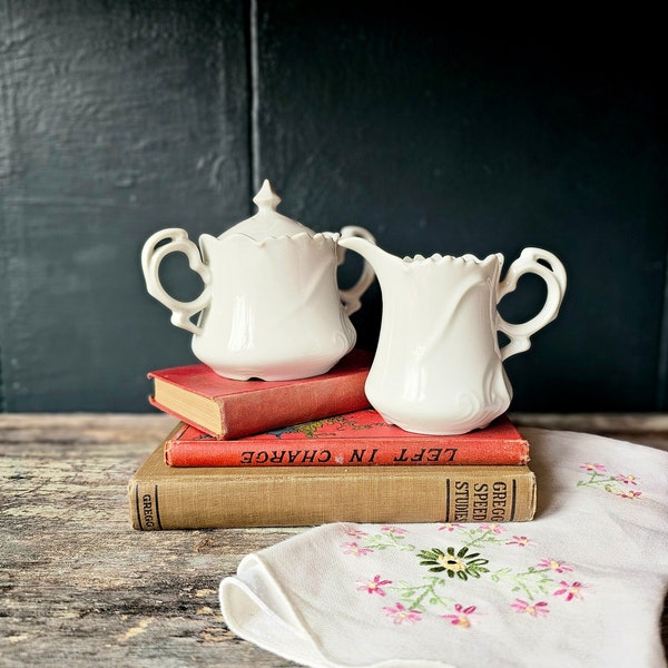 Small Vintage Creamer and Sugar Dish/ Ironstone Tea Set