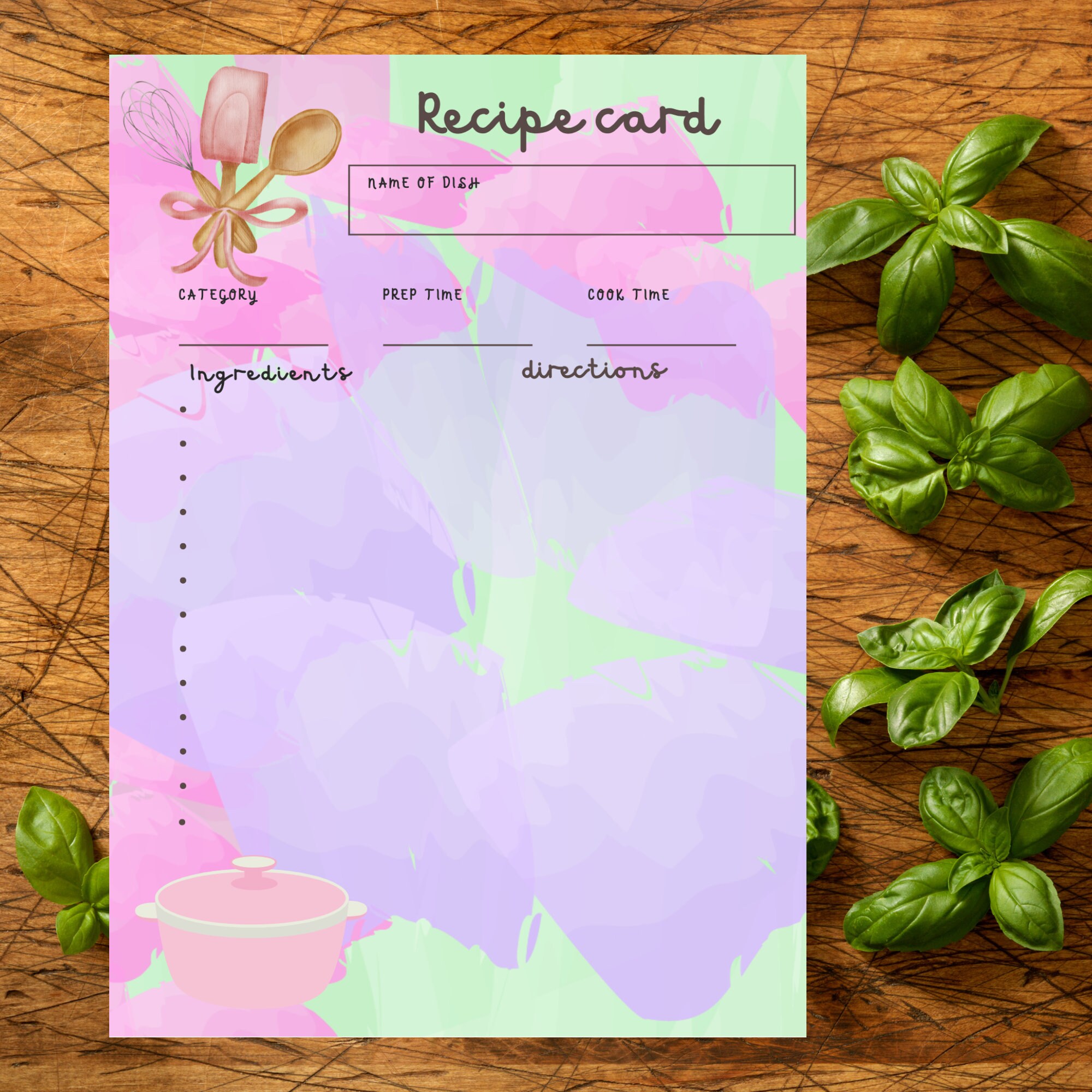 Recipe Card Recipe Book Printable Recipe Booklet Recipe Card for Kids ...