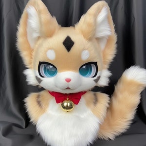 Testa di volpe di Natale marrone, costume da cosplay Kenomo personalizzato, accessori per costumi da pelliccia, orecchie pelose, creatura fantasy, regali di Natale pelosi