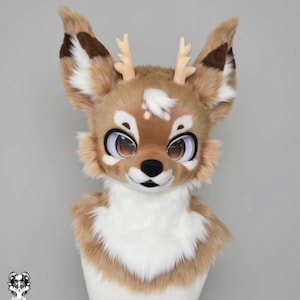 Cute Christmas Deer Fursuit Head, Custom Kenomo Cosplay Fursuit, Fursuit Accessories , Furry Ears, Fantasy Creature, Christmas Furry Gifts