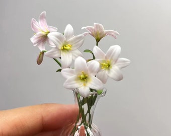 Mini Otome Lily,Suitable For 1:12 Miniature Dollhouse,Miniature Garden,White Lily,Miniature Lily, Miniature Plant,Miniature Flower