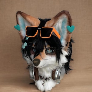 Cabeza de piel realista, Dr. Fox, orejas peludas, mandíbula extraíble, criatura de fantasía