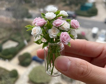 2 Roses,1:12,Miniature Rose,Miniature Plant,Plant Wall,Plant Clay,Suitable For,Miniature Dollhouse