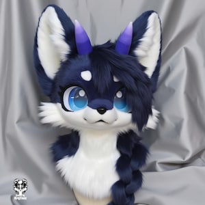 Bonita cabeza de disfraz de perro con cola de caballo, disfraz de cosplay de Kenomo personalizado, accesorios de disfraz, orejas peludas, criatura de fantasía, regalos peludos de Navidad
