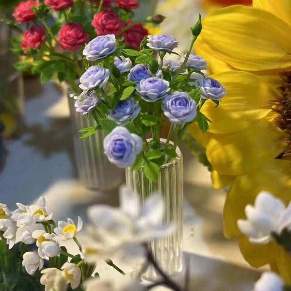 3 Pieces Of Miniature Rose, Miniature Flowers, Inedible, Miniature Dollhouse, Clay Crafts, Miniature Garden, Gift, 1:12