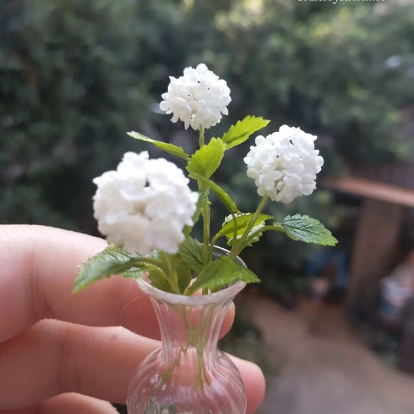 Miniature Hydrangea,Handmade Clay,Flowers,1:12,Customizable Colors,Miniature Flowers,Miniature Plants ,Fairy Garden,Miniature Doll House