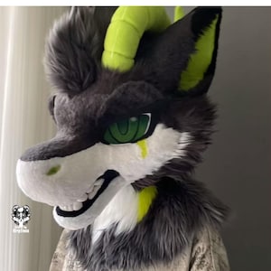 Jungle Green Devourer Fursuit Head, Custom Kenomo Cosplay Fursuit, Fursuit Accessories ,Fantasy Creature, Christmas Furry Gifts