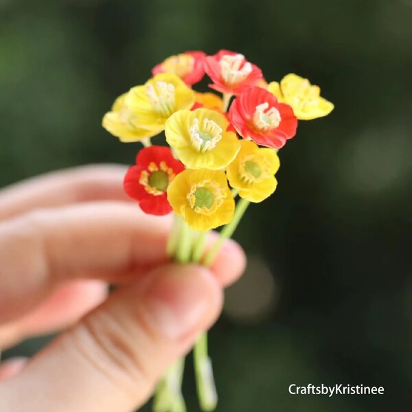 Miniature Coquelicot,Custom Color,1:12,Miniature Flowers,DollHouse Decoration,Clay Flowers,Handmade Flowers,Mini Flower