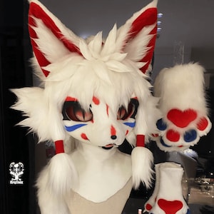 Beautiful Fox Lady Fursuit Head, Custom Kenomo Cosplay Fursuit, Fursuit Accessories ,Fantasy Creature, Christmas Furry Gifts