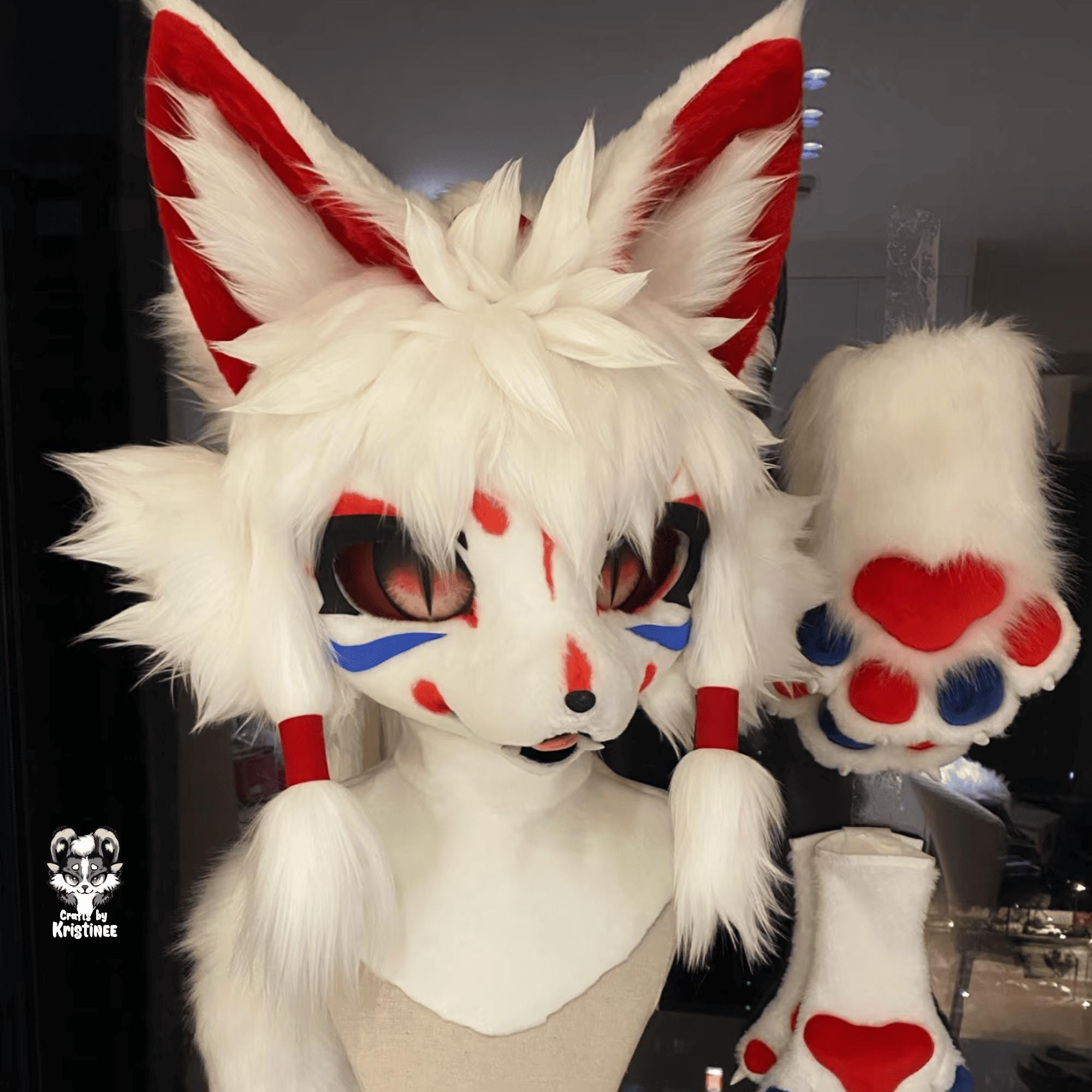Beautiful Fox Lady Fursuit Head, Custom Kenomo Cosplay Fursuit