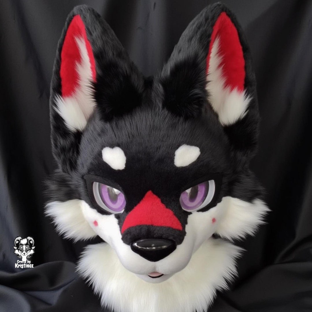 Black Wolf Guard Fursuit Head, Custom Kenomo Cosplay Fursuit, Fursuit ...